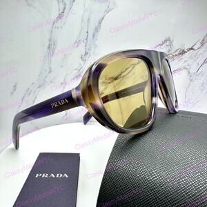 New PRADA Sunglasses Brown Striped Laguna Aviator Shield Mask New